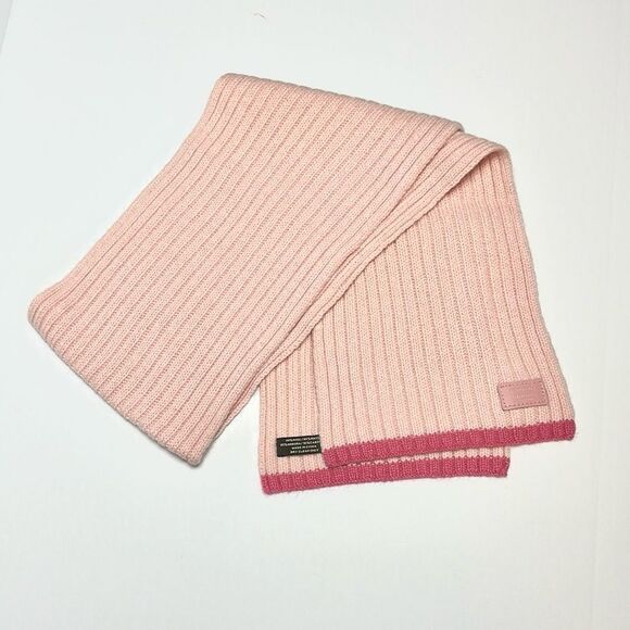 NWOT COACH Wool Rayon Angora Cashmere Blend Pink Rib Knit Scarf - Picture 2 of 6